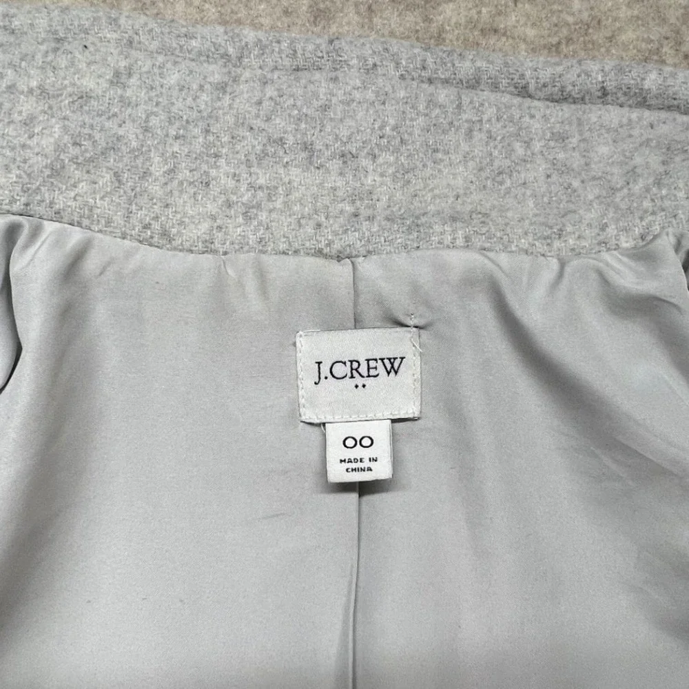 J.Crew Lodge Coat Womens Size 00 Grey Wool Blend Funnel Neck AB945